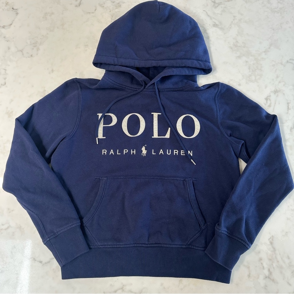 Polo Ralph Lauren Kids Navy Pullover Hoodie. Size Small